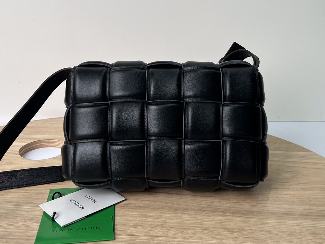  Padded Cassette Intreccio Leather Cross-body Bag Black